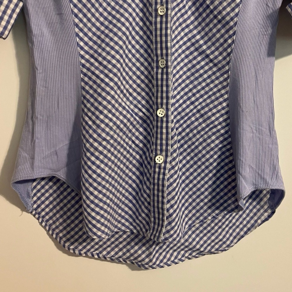 Goode Rider "Go To Shirt" blue gingham button down 3/4 sleeve Sz XS equestrian - Picture 3 of 9